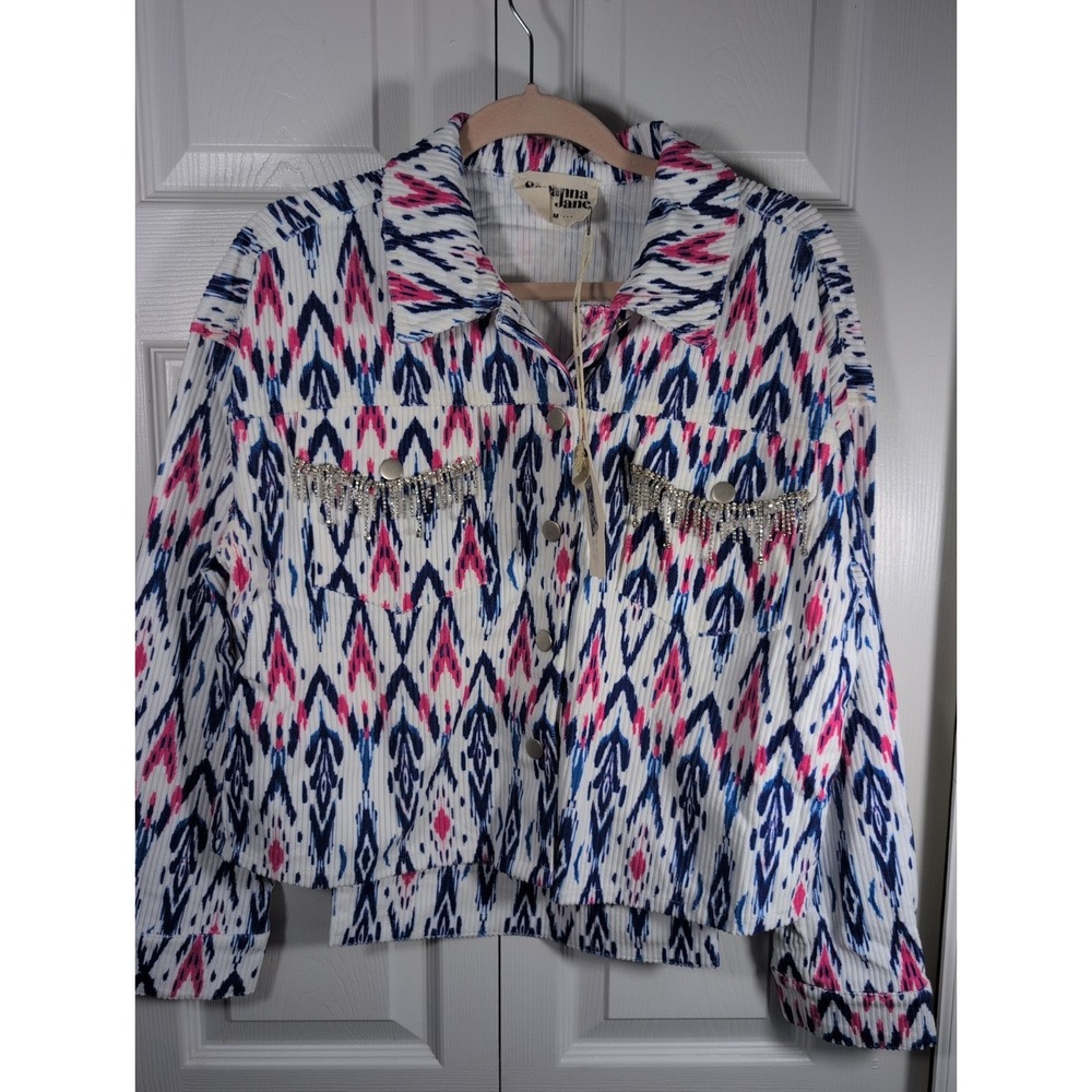 Savanna Jane Women's Jacket New Medium White Western Rhinestone Fringe Cropped